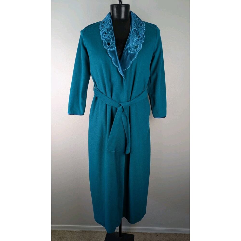 Vintage Partners Mervyn's Teal Green Long Robe with Waist Tie